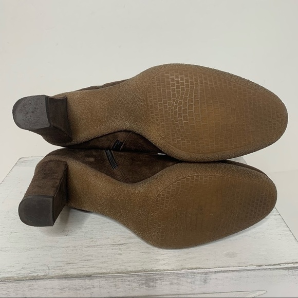 Stuart Weitzman Brown Suede Faux Fur Trim Lace Up Zip Up Ankle Boots - Picture 14 of 16